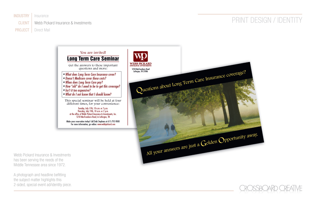 Webb Pickard Insurance event postcard